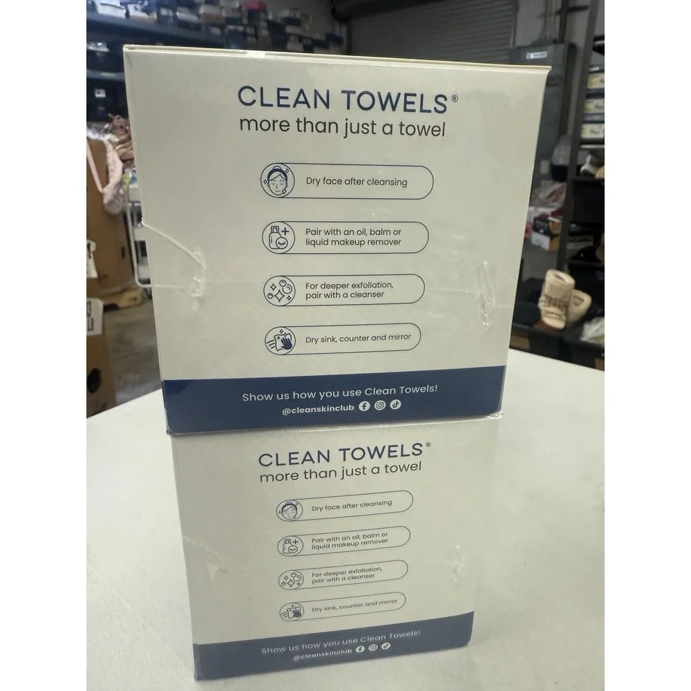 Clean Towels XL Face Towels 100% Disposable CompostableSkincare 50ct NEW(4pack)